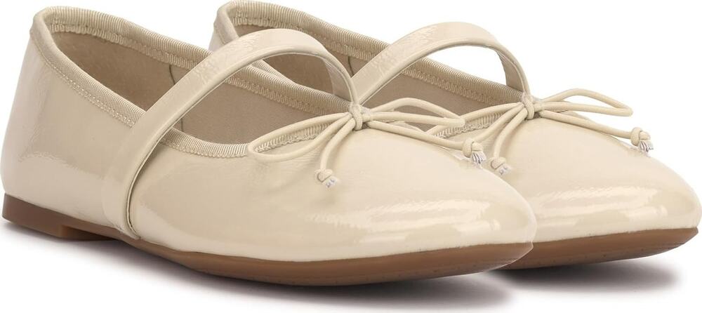 NIB Jessica Simpson Womens AZALINA MaryJane Flat Soft Ivory Crinkled Patent 5.5M